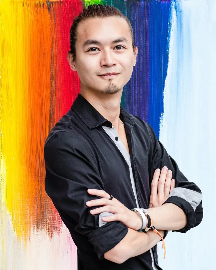 Freeman Fung Self Portrait, Colourful Diversity Background