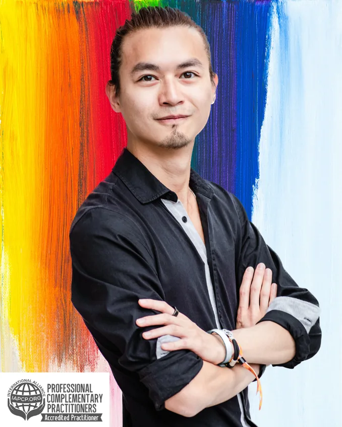 Freeman Fung, half body shot, colorful background