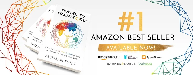 Travel to Transform banner, #1 Amazon bestseller badge