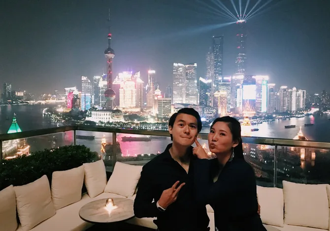 Shanghai rooftop business skyline