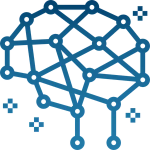 Geometric representation of a brain with interconnected nodes and lines