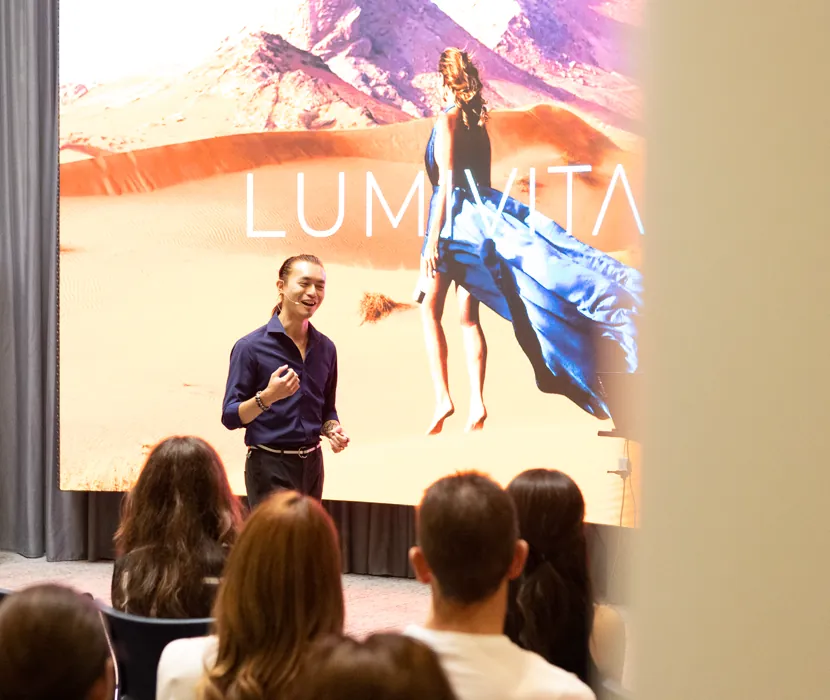 Freeman Fung speaking at the LumiVitae Sydney pre-launch event