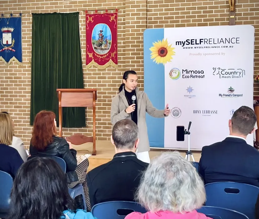 Freeman Fung presenting at the My Self Reliance Expo 2024